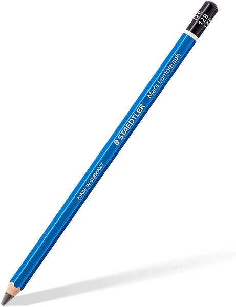 Crayon graphite hexagonal Staedtler Mars Lumograph 100 - Mine 12B - Résistant à la casse - Bois