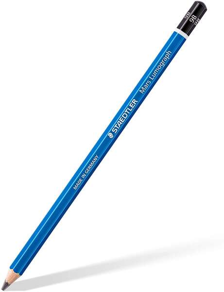 Staedtler Mars Lumograph 100 Lapiz de Grafito Hexagonal - Mina 9B - Resistencia a la Rotura - Madera
