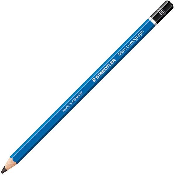 Crayon graphite hexagonal Staedtler Mars Lumograph 100 - Mine 6B - Résistant à la casse - Bois