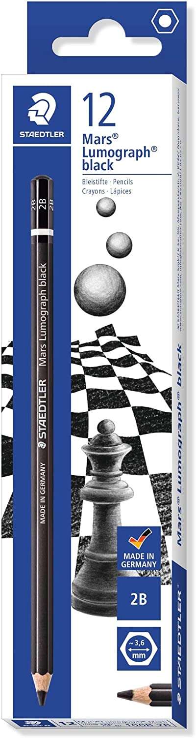 Crayon graphite Staedtler Mars Lumograph noir 100B - Mine 2B - Résistance à la casse