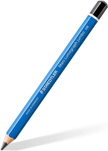 Lápis de grafite Staedtler Mars Lumograph Jumbo 100J - Grafite HB - Acabamento metálico - Diâmetro de 100J