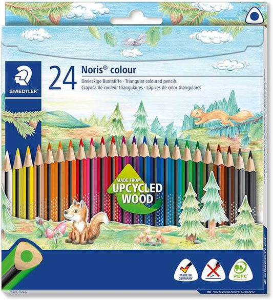 Staedtler Noris Colour 187 - Embalagem de 24 Lápis de Cor Triangulares - Resistentes à Quebra - Co