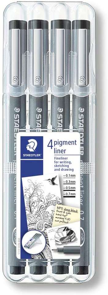 Staedtler Pigment Liner 308 Rotuladores de Punta Fina - Punta Larga - Secado Rapido - Colo