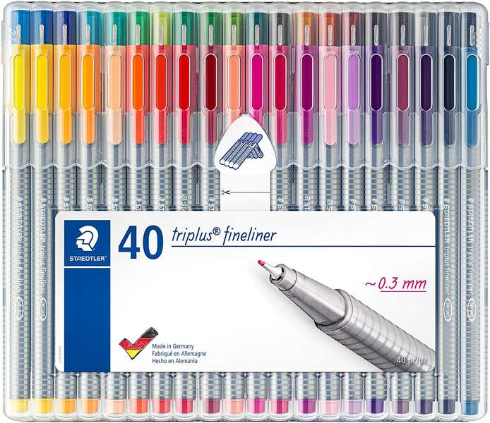 Staedtler Triplus Fineliner 334 Rotuladores de Punta Fina - Trazo 0.3 mm Aprox - Tinta Ba