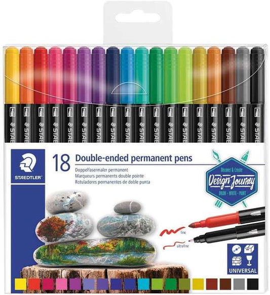 Staedtler 3187 Rotuladores Permanentes de Doble Punta - Resistente al Agua - Secado Rapid