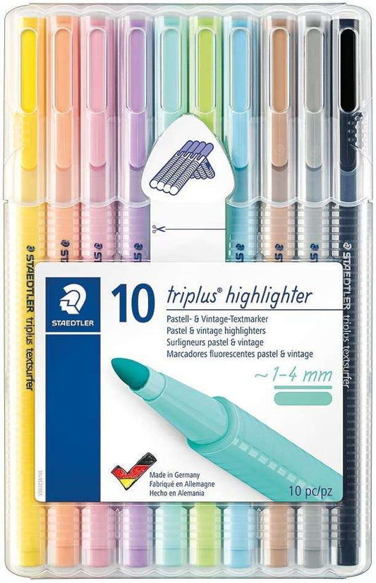 Lot de 10 marqueurs fluorescents Staedtler Triplus Textsurfer 362 - Pointe 1 : environ 4 mm - Tina Ba