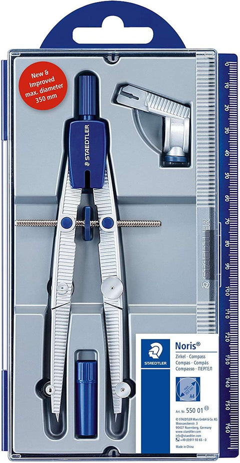 Staedtler Noris 550 01 Precision Compass - Interchangeable Needle and Lead - Quick Adjustment Mechanism