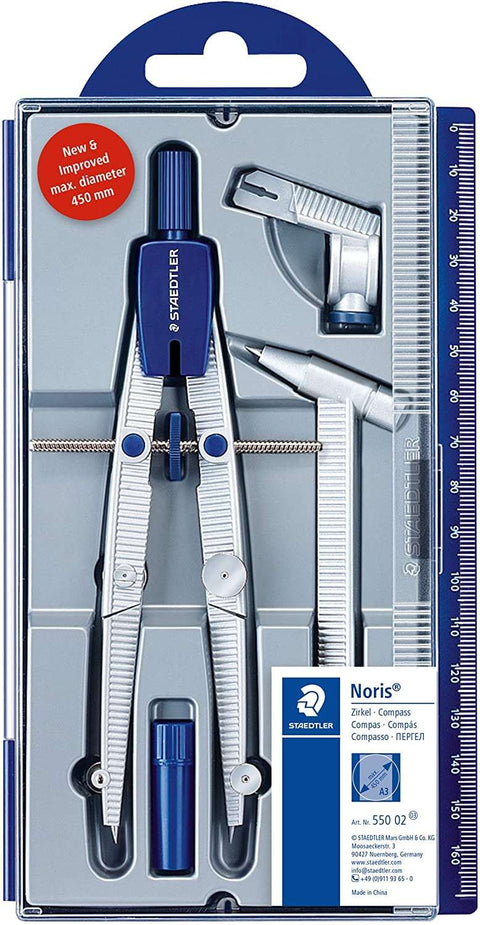 Staedtler Noris 550 02 Precision Compass - Interchangeable Needle and Lead - Quick Adjustment Mechanism
