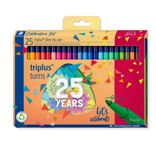 Lot de 25 feutres à pointe fine Staedtler Triplus Color 323 - Largeur de trait : env. 1 mm - Encre à base de A