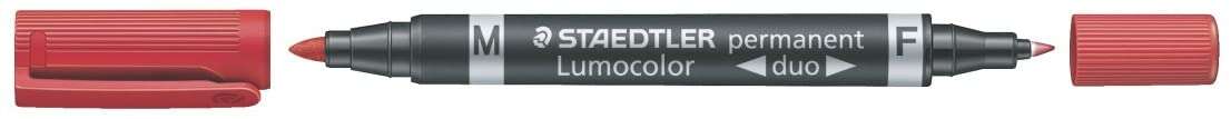 Marcador permanente Staedtler Lumocolor 348 com ponta dupla - Secagem rápida - Vermelho