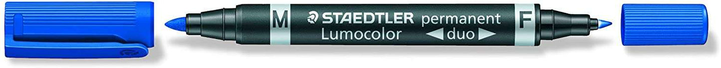 Marcador permanente Staedtler Lumocolor 348 com ponta dupla - Secagem rápida - Vermelho