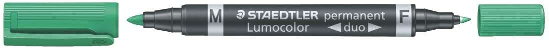 Marcador permanente Staedtler Lumocolor 348 com ponta dupla - Secagem rápida - Vermelho