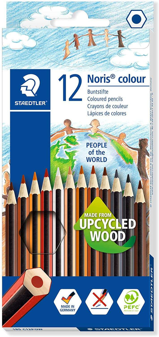 Staedtler Noris Colour 185 People of the World, paquet de 12 crayons de couleur hexagonaux - Fabriqué
