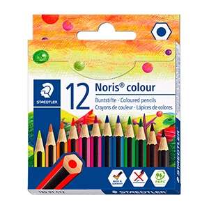 Staedtler Noris Colour 185 - Embalagem de 12 Lápis de Cor Hexagonais - Resistentes à Quebra - Acabamento Mate