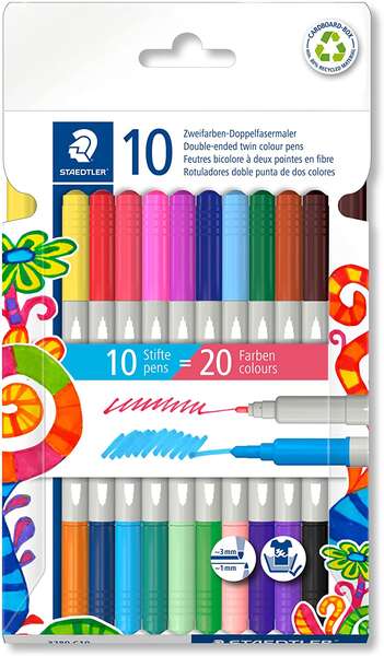 Staedtler Noris 3280 Rotuladores con Doble Punta - Trazos 1mm y 3mm Aprox - Colores Surti