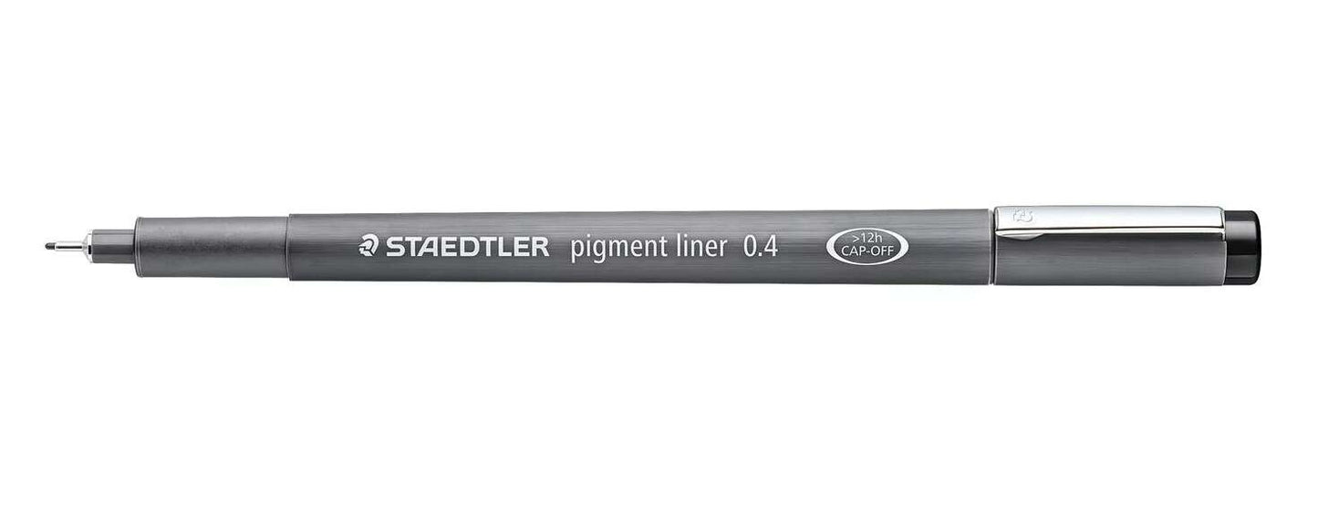 Caneta Staedtler Pigment Liner 308 Fineliner - Espessura da linha 0,4 mm - Secagem rápida - Preta