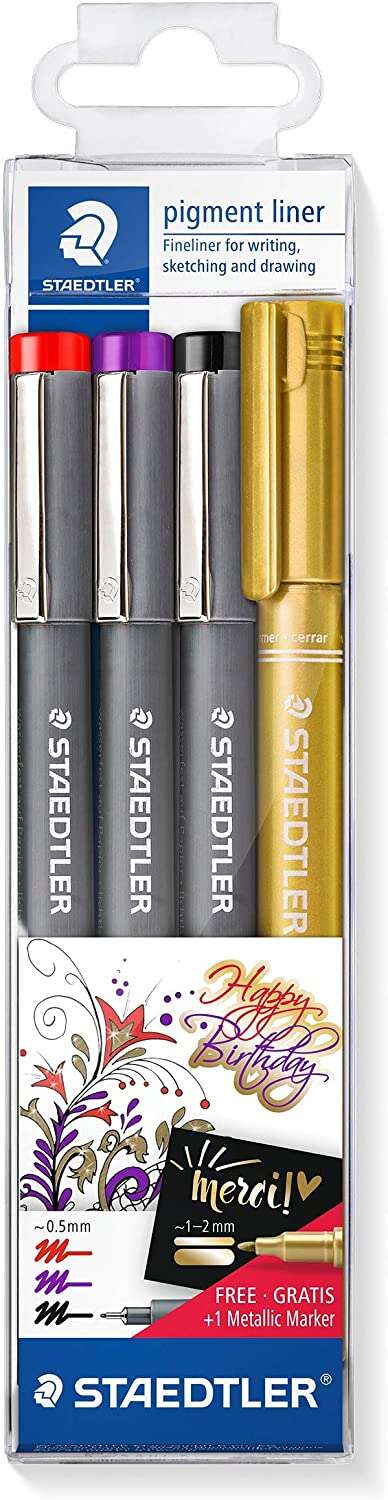 Staedtler Pigment Liner 308 Rotuladores Calibrados - Trazo 0.5mm - Secado Rapido - Colores