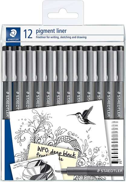 Staedtler Pigment Liner 308 Rotuladores Calibrados - Tamaños de Puntas Surtidos - Color N