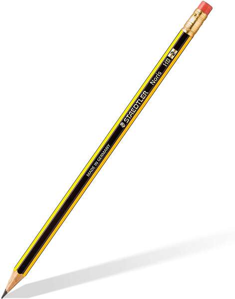 Lápis de grafite hexagonal Staedtler Noris 122 com borracha - Grafite HB - Resistente à quebra - Isento de PV