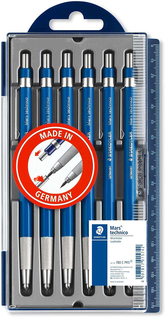 Staedtler Mars Technico 780, lot de 6 porte-mines techniques - Mine de 2 mm - Zone de préhension - Fabriqué en Europe