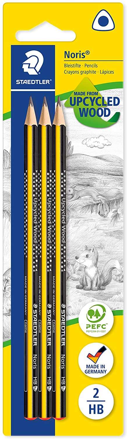 Staedtler Noris 183 - Pack de 3 Lápis de Grafite Triangulares - Grafite 2HB - Resistente à Quebra