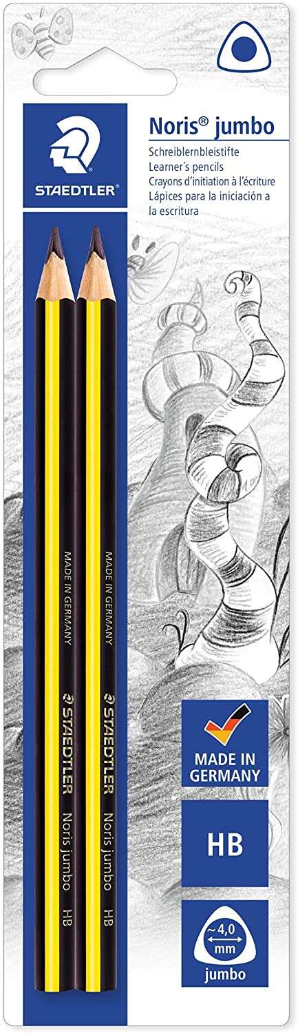 Staedtler Noris Jumbo 119 Lot de 2 crayons graphite triangulaires jumbo - Mine HB 4 mm - Bois