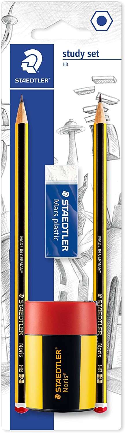 Staedtler 120 Lapices de Grafito 2HB Hexagonales + 1 Sacapuntas con Deposito + 1 Goma de B