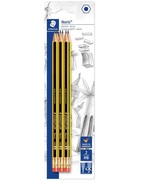 Staedtler Noris 122 Lapices de Grafito Hexagonales 2HB con Goma - Resistencia a la Rotura