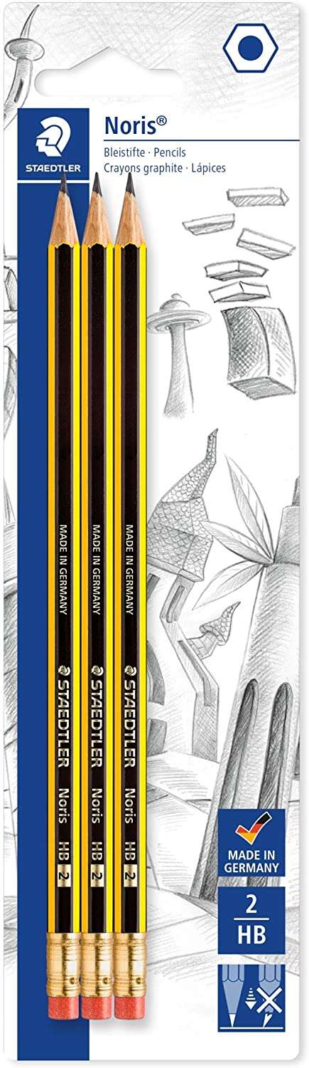 Staedtler Noris 122 Lapices de Grafito Hexagonales 2HB con Goma - Resistencia a la Rotura