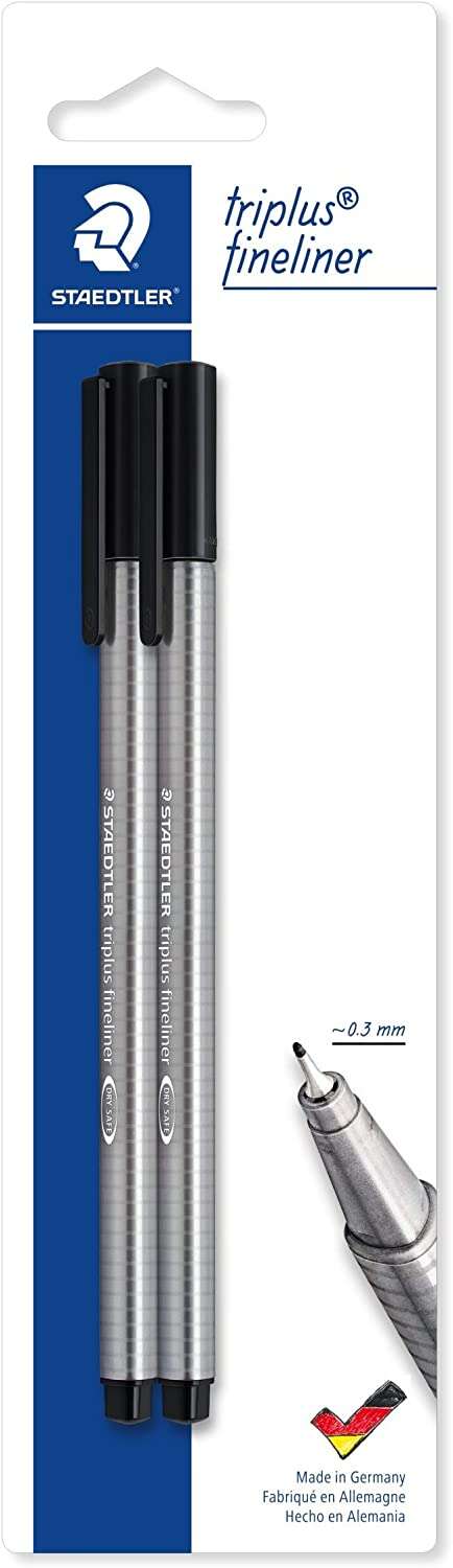Lot de 2 stylos à pointe fine Staedtler Triplus Fineliner 334 - Longueur de trait env. 0,3 mm - Motif