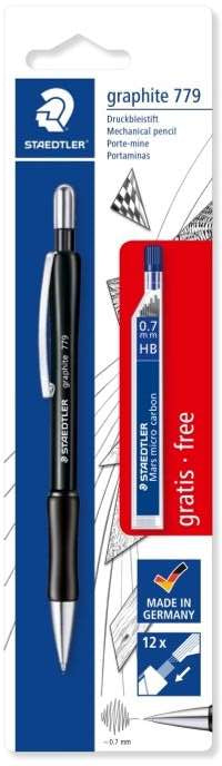 Lot de 1 porte-mine Staedtler 779 0,7 mm + 1 tube de 12 mines - Zone de préhension ergonomique - Durable