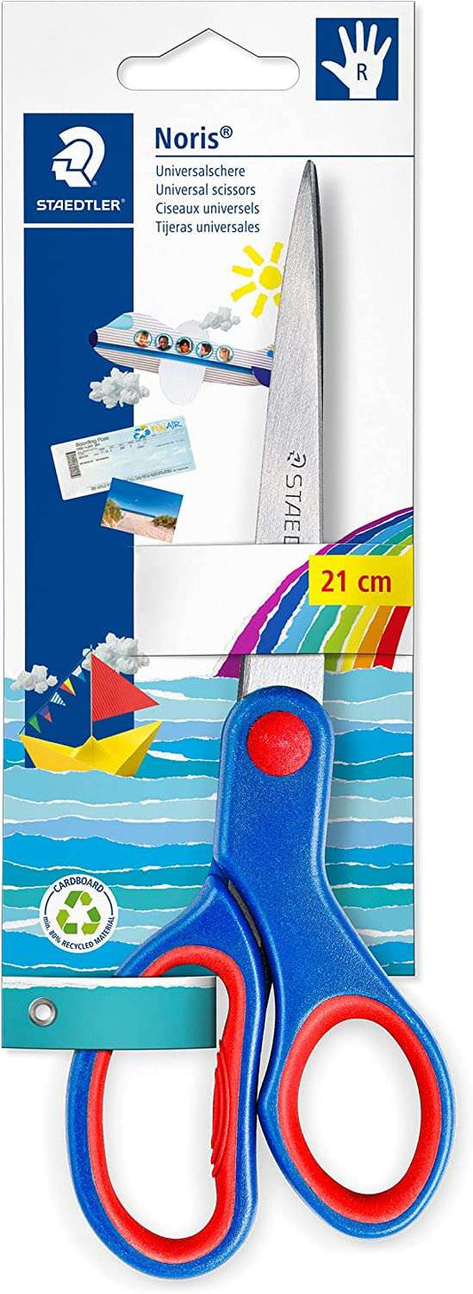 Staedtler Noris 965 Tijera Escolar para Niños - Acero Inoxidable - Suave y Ergonomica - Corte de Calidad - Longitud 21cm