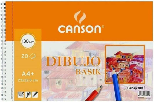 Canson Basik Cuaderno de Dibujo A4+ - 20 Hojas Microperforadas 130g/m² - Color Blanco - Prinkweb