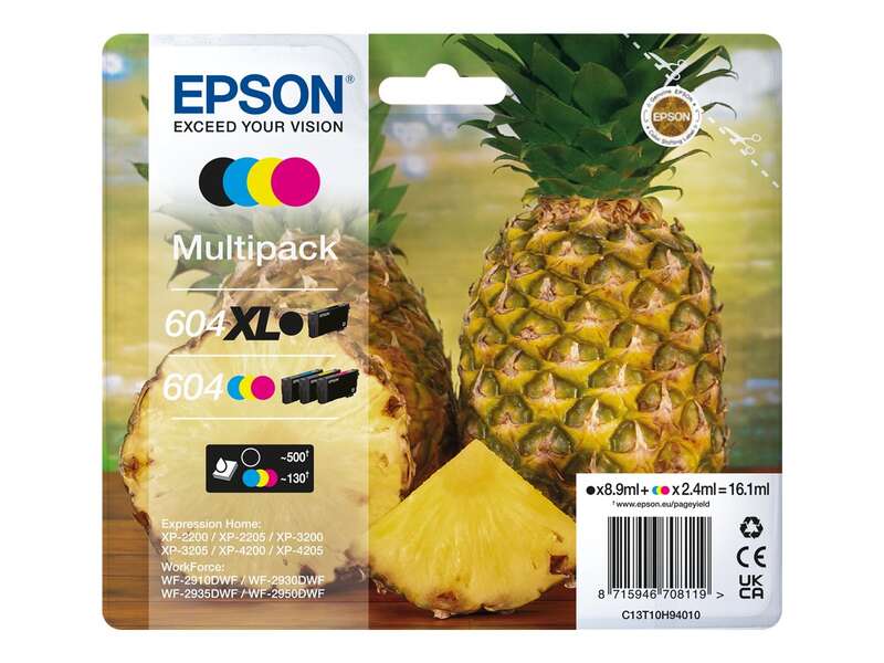Epson 604XL/604 Pack de 4 Cartuchos de Tinta Originales - C13T10H94010 - Prinkweb