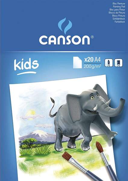Bloco de papel Canson Kids Glued Paint com 20 folhas A4 - 21x29,7cm - 200g - Branco 