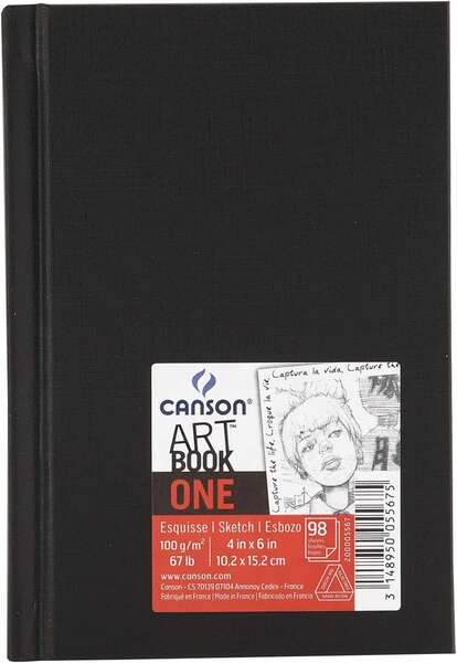 Canson Sketch One Fino Cuaderno de Dibujo con 98 Hojas 100g 10.1x15.2cm - Color Blanco - Prinkweb