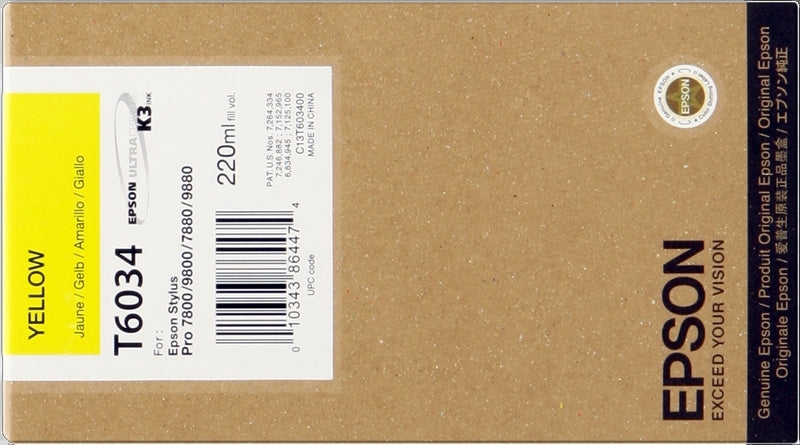 Epson T6034 Amarillo Cartucho de Tinta Original - C13T603400 - Prinkweb
