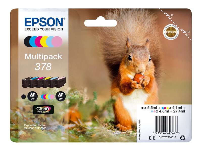 Epson 378 Pack de 6 Cartuchos de Tinta Originales - C13T37884010 - Prinkweb