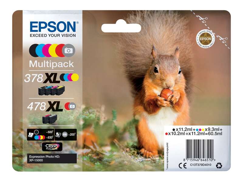 Epson 378XL/478XL Pack de 6 Cartuchos de Tinta Originales - C13T379D4010 - Prinkweb