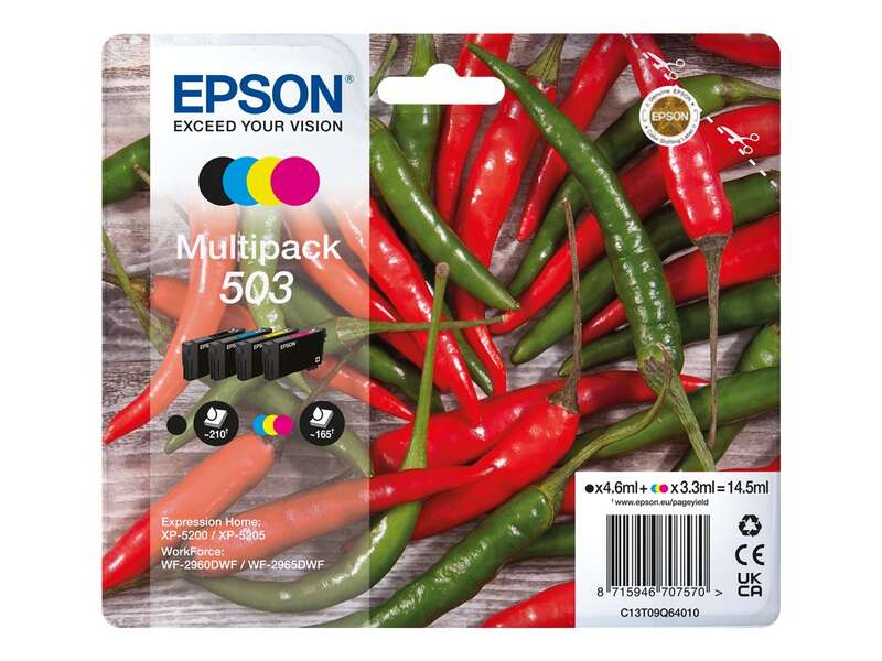 Epson 503 Pack de 4 Cartuchos de Tinta Originales - C13T09Q64010 - Prinkweb