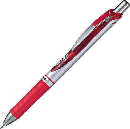 Stylo bille rétractable Pentel Energel à encre gel - Pointe 0,7 mm - Largeur de trait 0,35 mm - Rechargeable - Gris