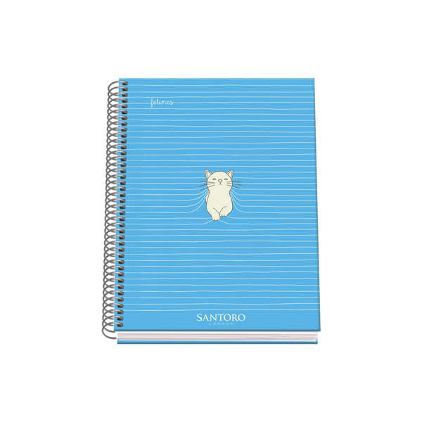 Dohe Santoro Felines Cuaderno Espiral Tapa Dura - Tamaño A5 de 100 Hojas 90gr - Hojas Microperforadas con 2 Taladros - Cuadricula 5mm - Prinkweb