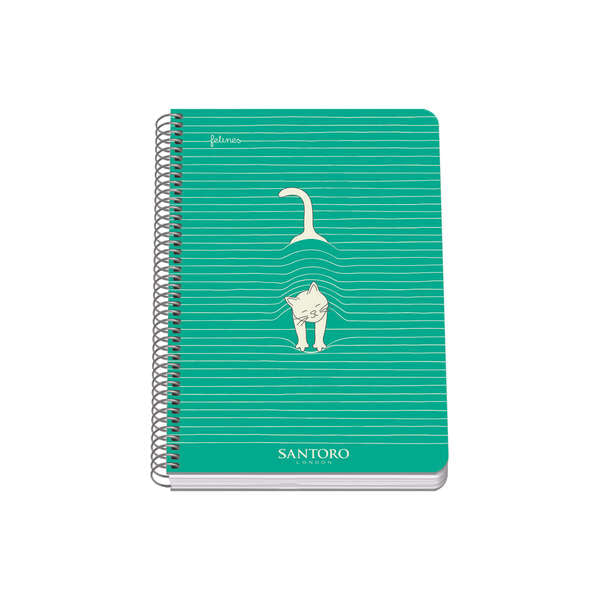 Dohe Santoro Felines Cuaderno Espiral Tapa Rigida - Tamaño A5 de 80 Hojas 90gr - Hojas con Cuadricula 4mm - Prinkweb