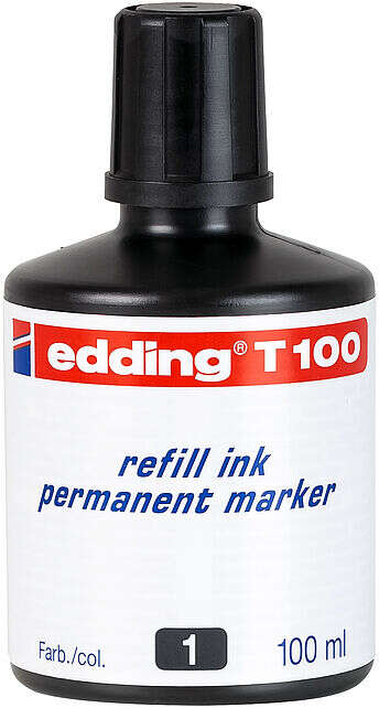 Frasco de recarga Edding T100 para marcador permanente - Capacidade de 100ml - Preto
