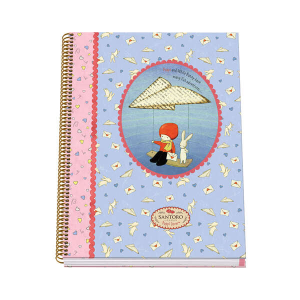Dohe Santoro Poppi Loves Messenger Cuaderno Espiral Tapa Dura - Tamaño A4 de 100 Hojas 90gr - Hojas Microperforadas con 4 Taladros - Cuadricula 5mm - Prinkweb