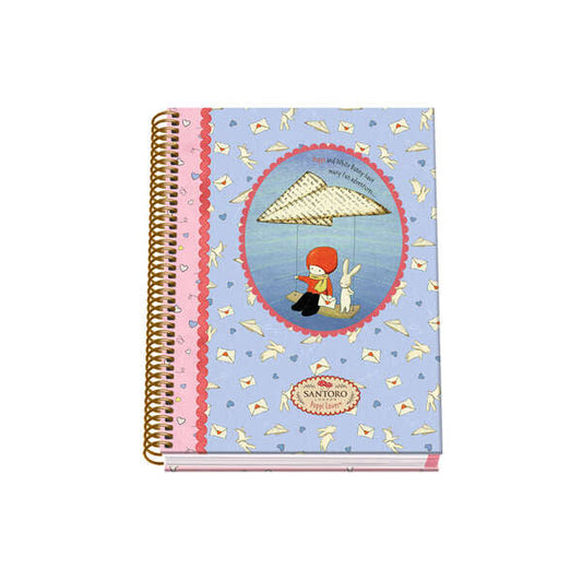 Dohe Santoro Poppi Loves Messenger Cuaderno Espiral Tapa Dura - Tamaño A5 de 100 Hojas 90gr - Hojas Microperforadas con 2 Taladros - Cuadricula 5mm - Prinkweb