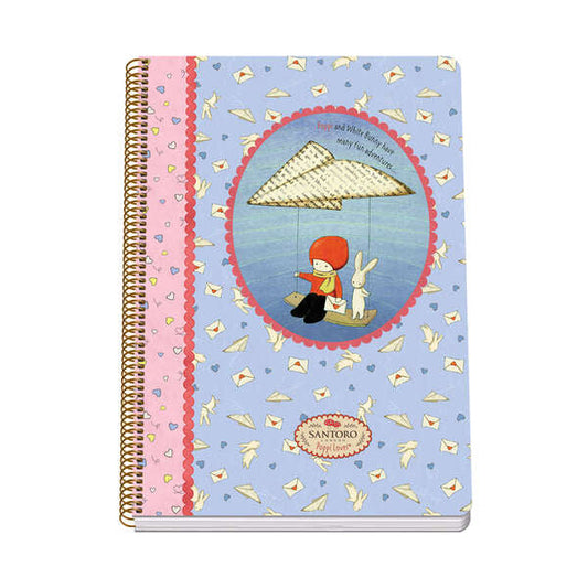 Dohe Santoro Poppi Loves Messenger Cuaderno Espiral Tapa Rigida - Tamaño Folio de 80 Hojas 90gr - Hojas con Cuadricula 4mm - Prinkweb