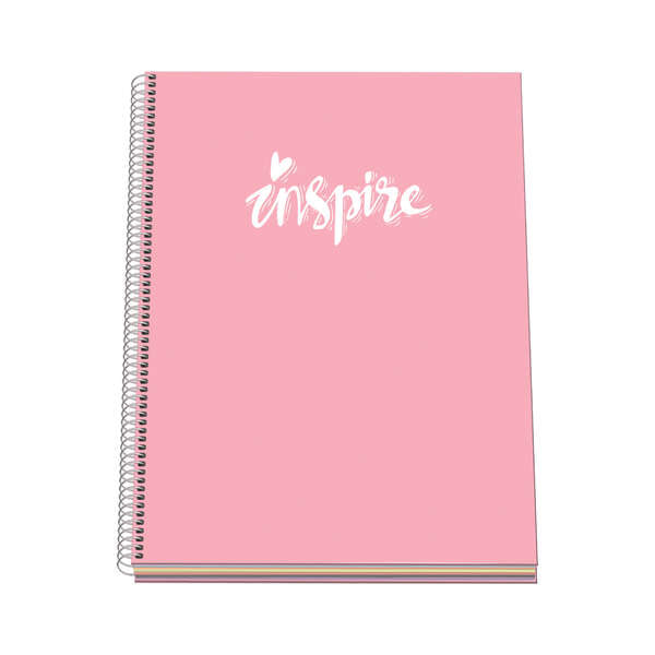 Dohe Serie Pastel Cuaderno con Espiral - Tamaño A4 de 100 Hojas 90gr - Hojas Microperforadas con 4 Taladros - Cuadricula 5mm - Color Rosa Pastel - Prinkweb