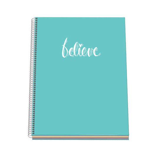 Dohe Serie Pastel Cuaderno con Espiral - Tamaño A4 de 100 Hojas 90gr - Hojas Microperforadas con 4 Taladros - Cuadricula 5mm - Color Verde Pastel - Prinkweb