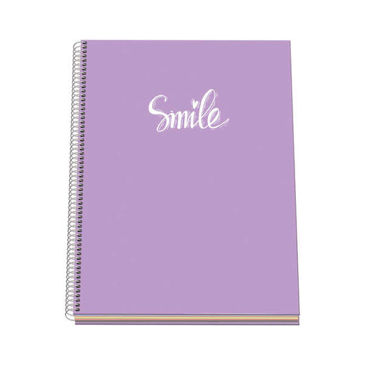 Dohe Serie Pastel Cuaderno con Espiral - Tamaño A4 de 100 Hojas 90gr - Hojas Microperforadas con 4 Taladros - Cuadricula 5mm - Color Morado Pastel - Prinkweb